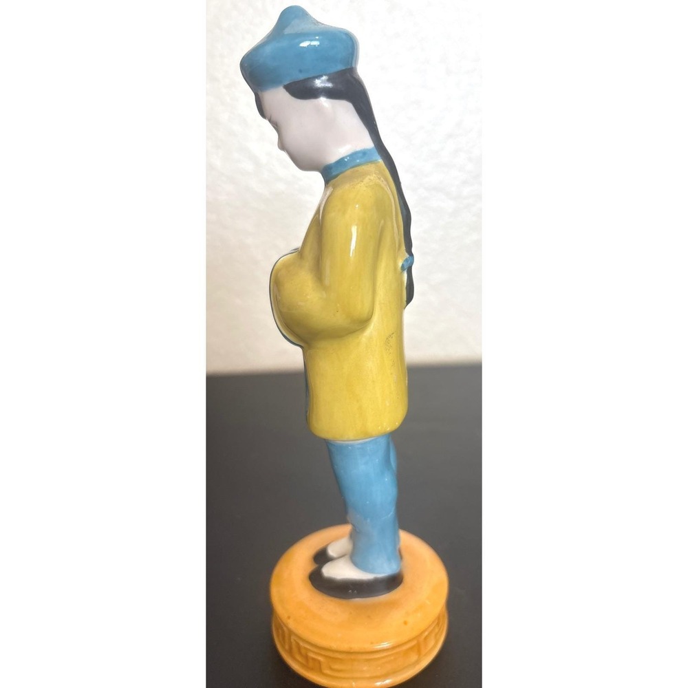 VTG Moriyama Occupied Japan Porcelain Figurine Man Yell/Blue 7.5" 1016 - Picture 5 of 7